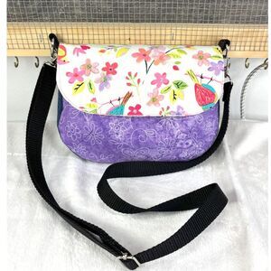 Handmade Upcycled Denim Small Magnetic Flap Shoulder/Crossbody Bag